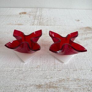Vintage Red Hard Plastic Formed Candlestick Holders